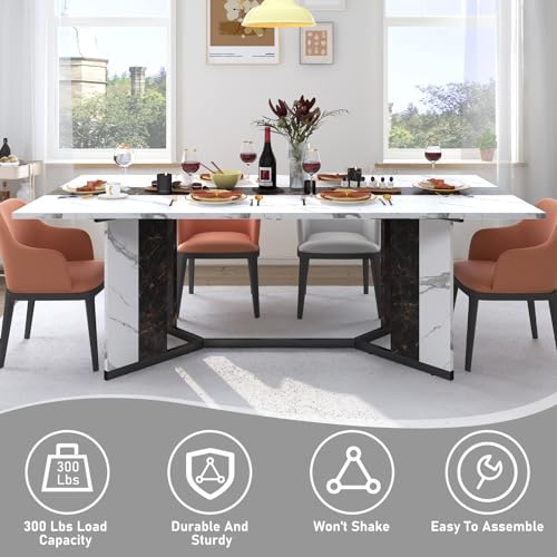 6ft Rectangular White Dining Table for 4-8 People