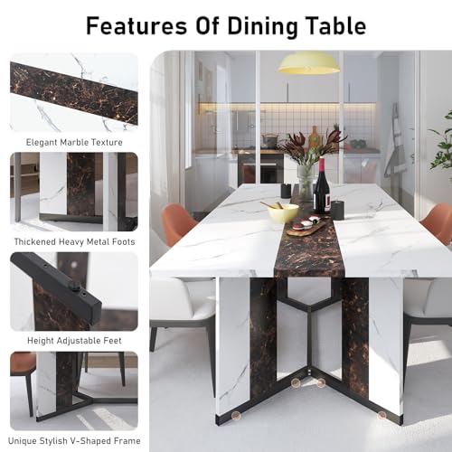 6ft Rectangular White Dining Table for 4-8 People