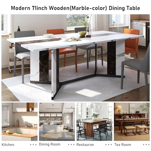 6ft Rectangular White Dining Table for 4-8 People