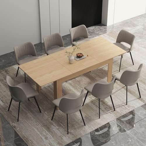 Extendable Wooden Dining Table for 6-10 Person, Modern Design