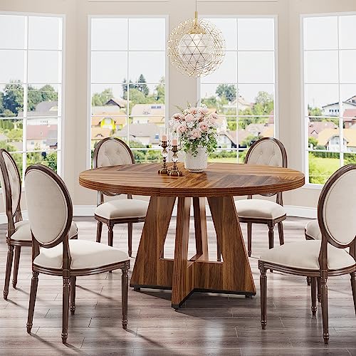 Round Farmhouse Dining Table - Seats 4, 47 Inch