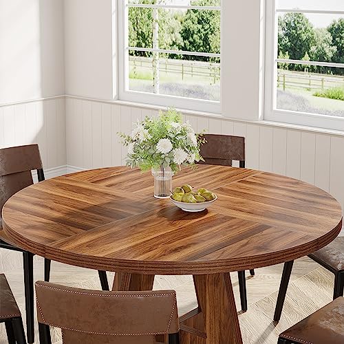 Round Farmhouse Dining Table - Seats 4, 47 Inch