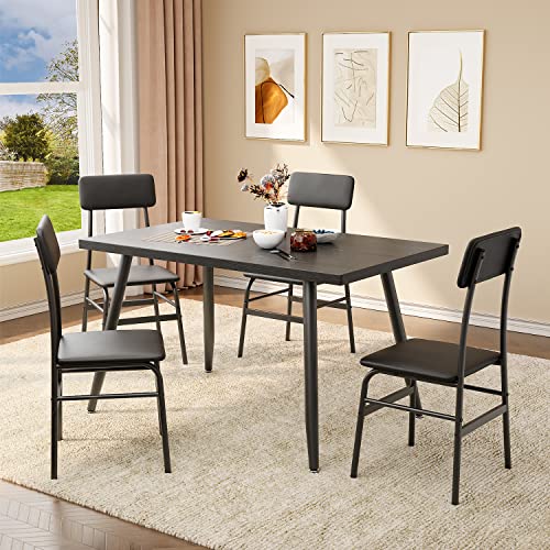 Space-saving Dining Set: Table & 4 Chairs for 4