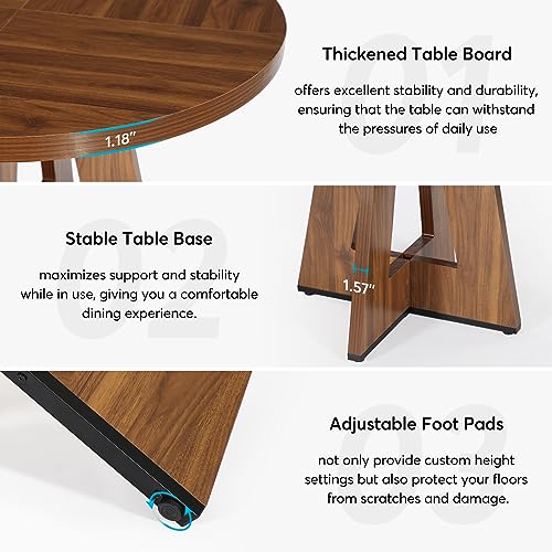 Round Farmhouse Dining Table - Seats 4, 47 Inch