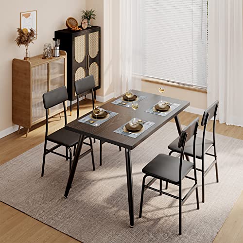 Space-saving Dining Set: Table & 4 Chairs for 4