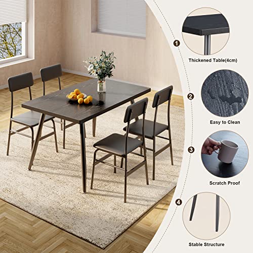 Space-saving Dining Set: Table & 4 Chairs for 4