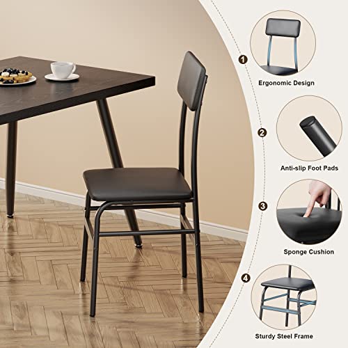 Space-saving Dining Set: Table & 4 Chairs for 4