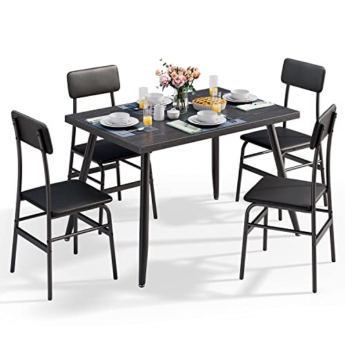 Space-saving Dining Set: Table & 4 Chairs for 4