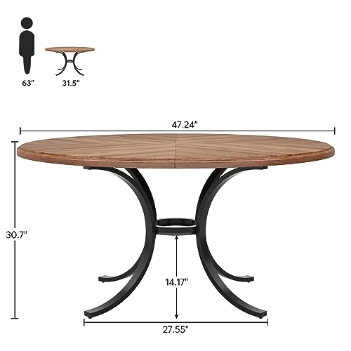 Tribesigns Round Farmhouse Dining Table, Seats 4-6, Wooden Texture
