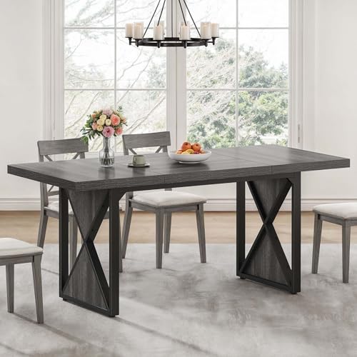 Rustic Farmhouse Dining Table for 6-8 People, 70.8-Inch