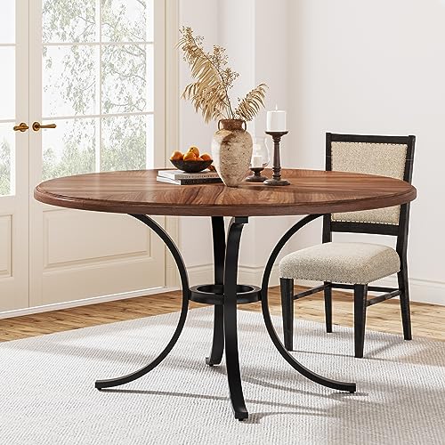 Tribesigns Round Farmhouse Dining Table, Seats 4-6, Wooden Texture