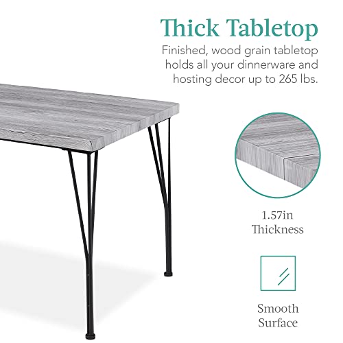 Modern 5-Piece Metal & Wood Dining Set - Gray