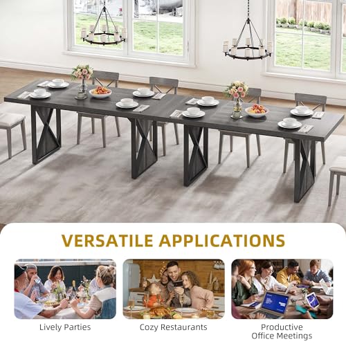 Rustic Farmhouse Dining Table for 6-8 People, 70.8-Inch