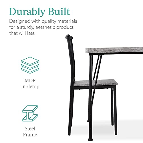 Modern 5-Piece Metal & Wood Dining Set - Gray