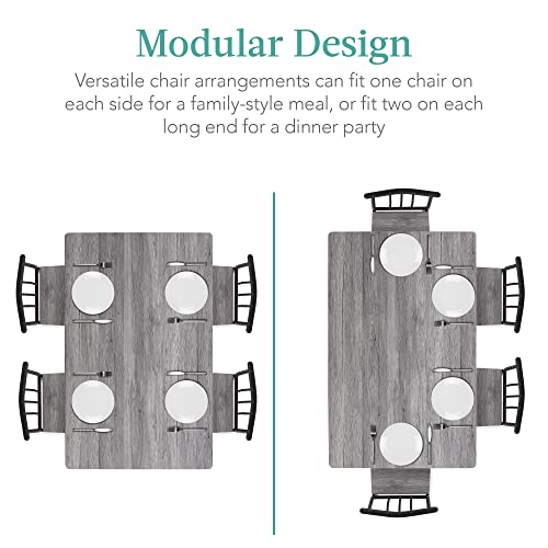 Modern 5-Piece Metal & Wood Dining Set - Gray