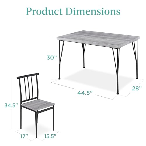 Modern 5-Piece Metal & Wood Dining Set - Gray