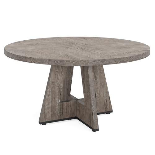 47" Round Grey Dining Table, Farmhouse Style Wood
