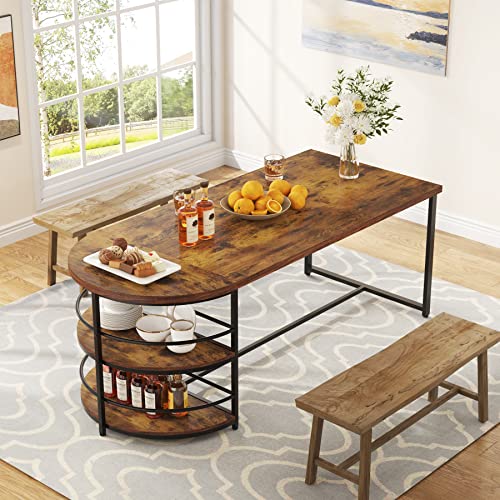 Modern Dining Table with Storage Shelf for 4