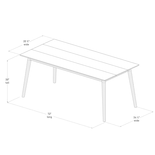 Solid Wood 6 Seat Dining Table, Mid Century