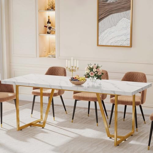 82.6'' Modern White Dining Table for 8-10 People