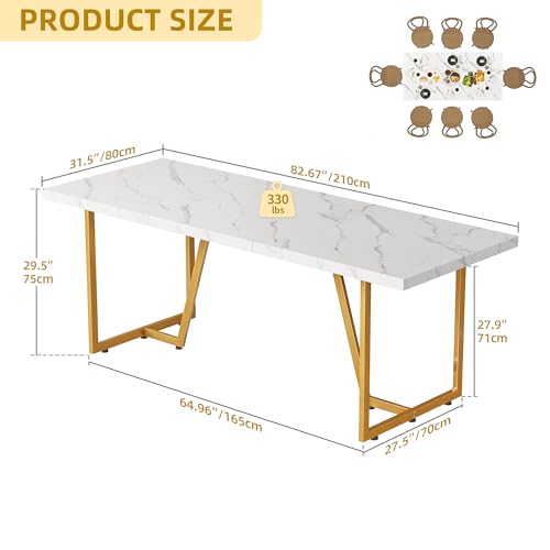 82.6'' Modern White Dining Table for 8-10 People