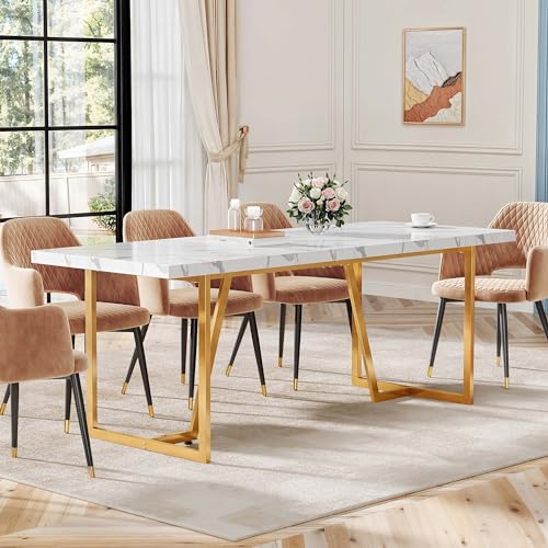 82.6'' Modern White Dining Table for 8-10 People