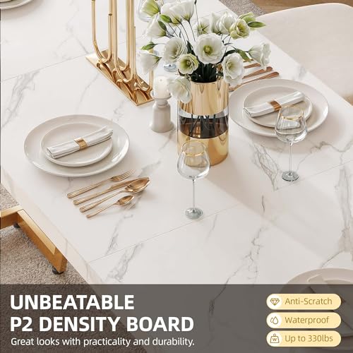 82.6'' Modern White Dining Table for 8-10 People