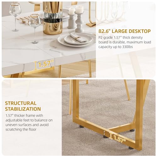 82.6'' Modern White Dining Table for 8-10 People