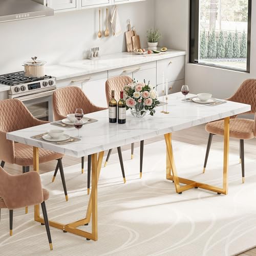 82.6'' Modern White Dining Table for 8-10 People