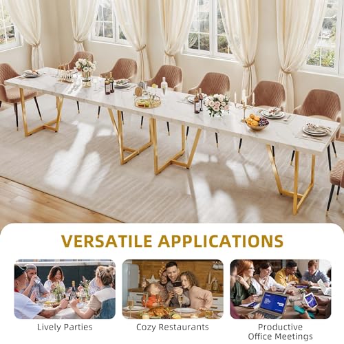 82.6'' Modern White Dining Table for 8-10 People