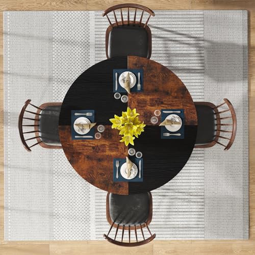 Tribesigns 47" Round Wood Dining Table with Storage Shelf