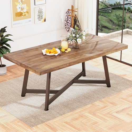 72" Solid Wood Dining Table w/ Adjustable Metal Leg
