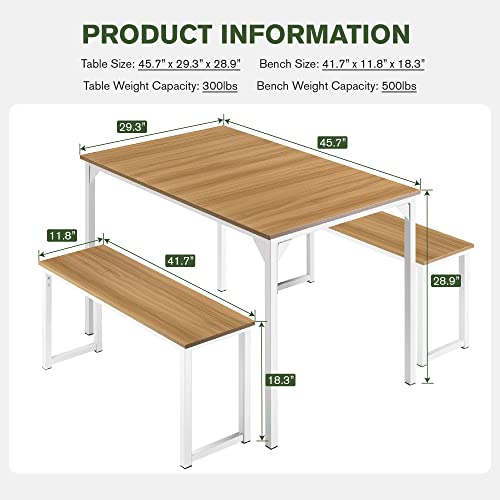 IMUsee 45" Dining Table Set for 4, 3-Pieces_KEYBOARD Kitchen & Dining Room Sets