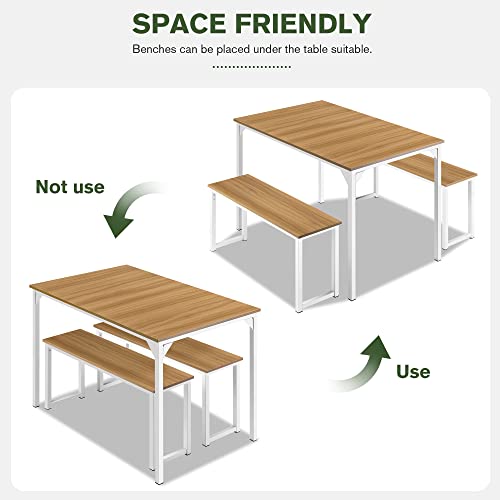 IMUsee 45" Dining Table Set for 4, 3-Pieces_KEYBOARD Kitchen & Dining Room Sets