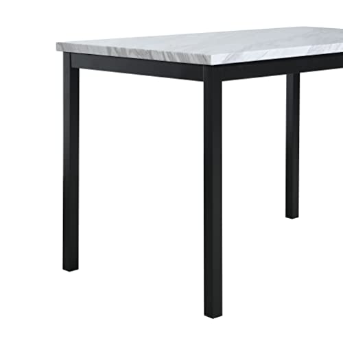 Roundhill Metal Dining Table with Faux Marble Top, Off-White