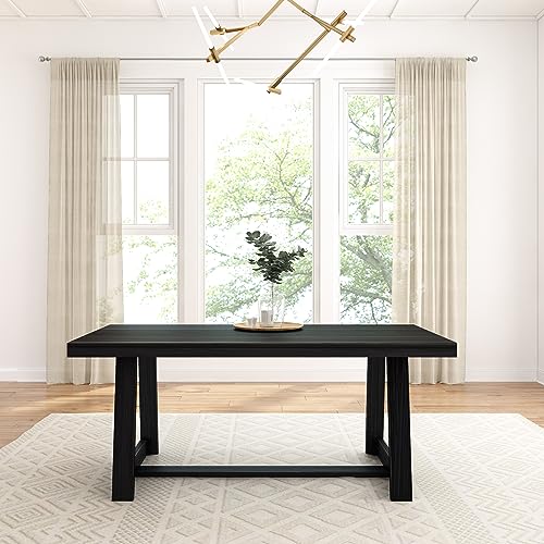 72" Farmhouse Dining Table, Solid Wood, Rustic Design