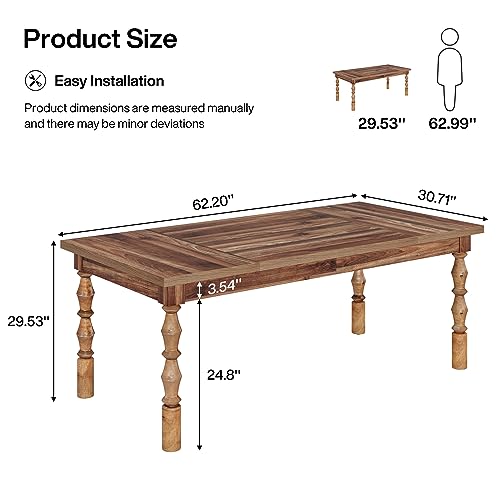 Tribesigns 62” Wood Dining Table for 4-6 People