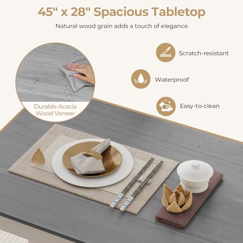 Tangkula 4-Person Dining Table Set, Farmhouse Style, Grey/White