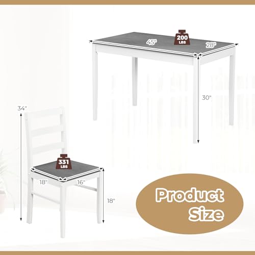 Tangkula 4-Person Dining Table Set, Farmhouse Style, Grey/White
