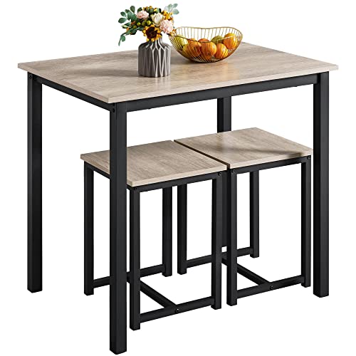 3-Piece Dining Set - Compact Table with 2 Stools