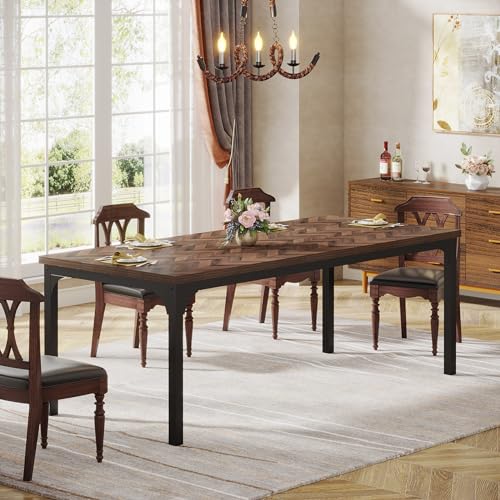 70.9" Farmhouse Dining Table w/ Metal Legs, Brown