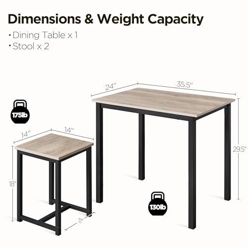 3-Piece Dining Set - Compact Table with 2 Stools