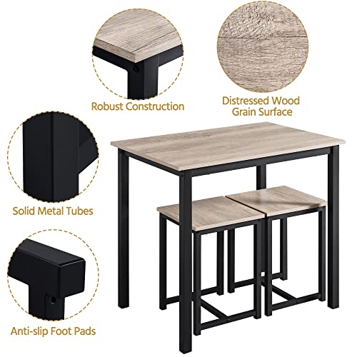 3-Piece Dining Set - Compact Table with 2 Stools