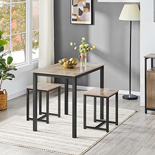 3-Piece Dining Set - Compact Table with 2 Stools