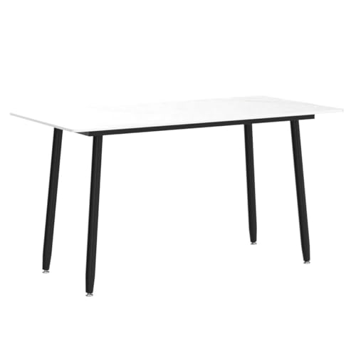 Elegant 55" White Marble Dining Table with Metal Legs