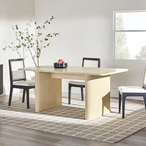 Modern Birch Dining Table with Reeded Plinth Base