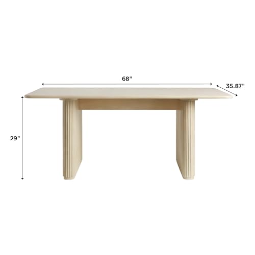 Modern Birch Dining Table with Reeded Plinth Base