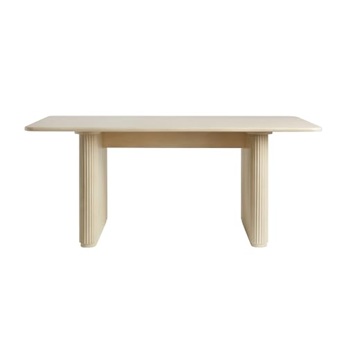 Modern Birch Dining Table with Reeded Plinth Base