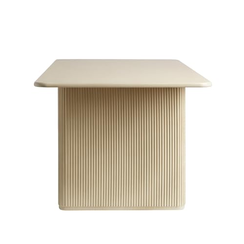 Modern Birch Dining Table with Reeded Plinth Base