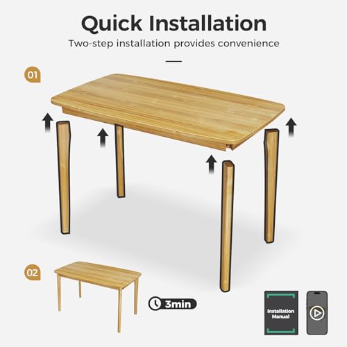 47" Malaysian Oak Dining Table for 2, Easy Assembly